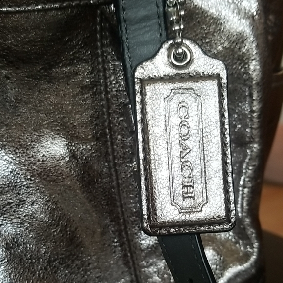 Coach Gunmetal Shimmering Metallic Tote! NWT 💖 2011 - Picture 6 of 16